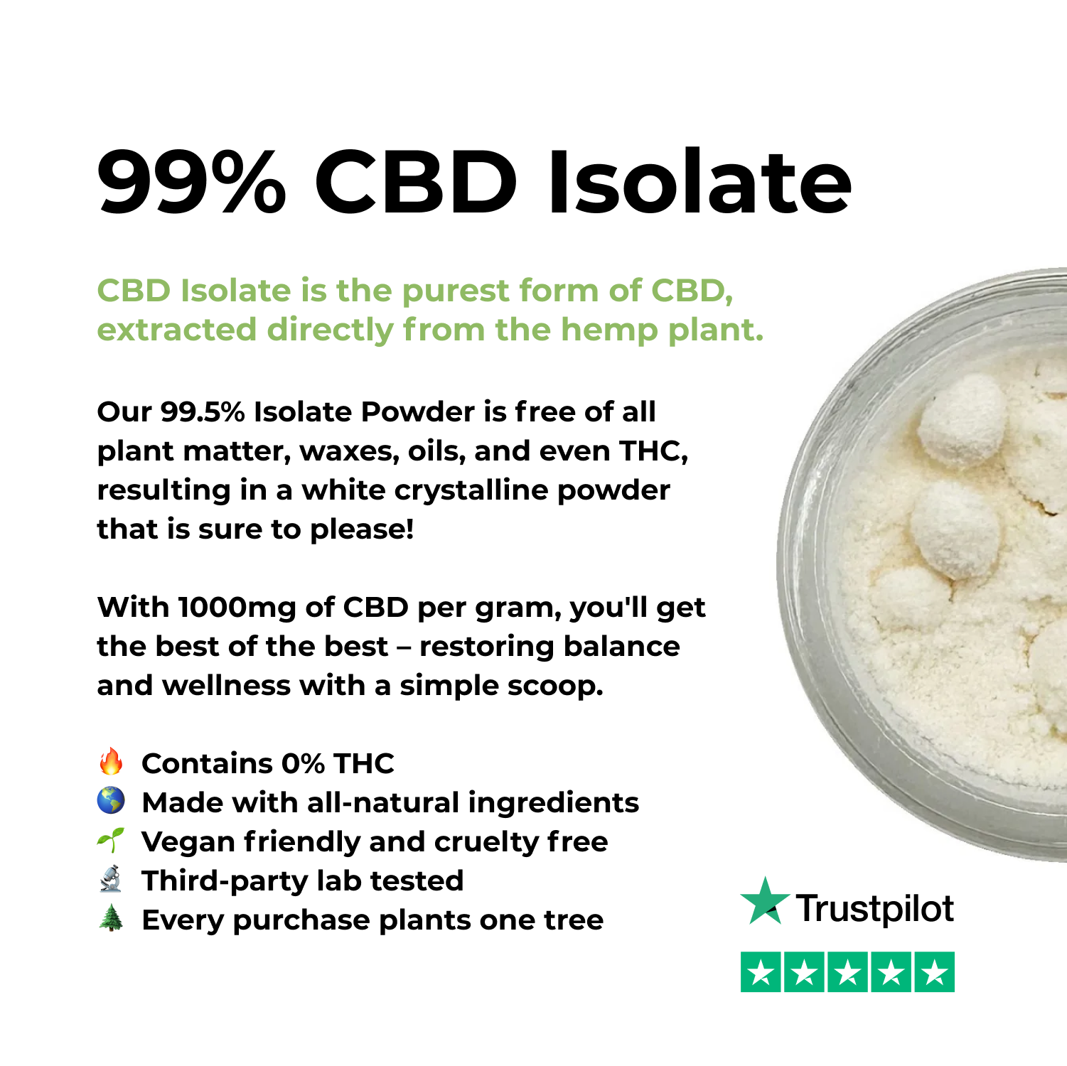 99%+ CBD Isolate Powder - Shop Now At The CBD Hut 