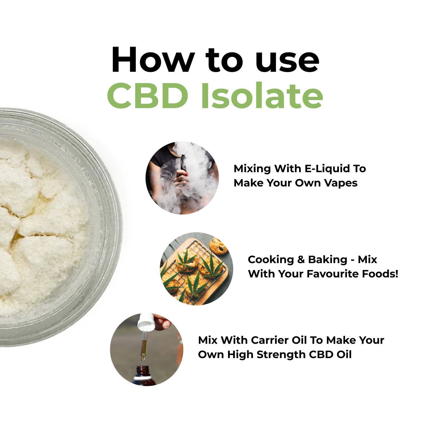 99%+ CBD Isolate Powder - Shop Now At The CBD Hut 