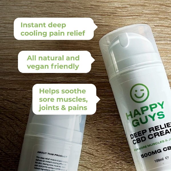 Happy Guys 500mg CBD Deep Pain Relief Muscle & Joint Cream Benefits