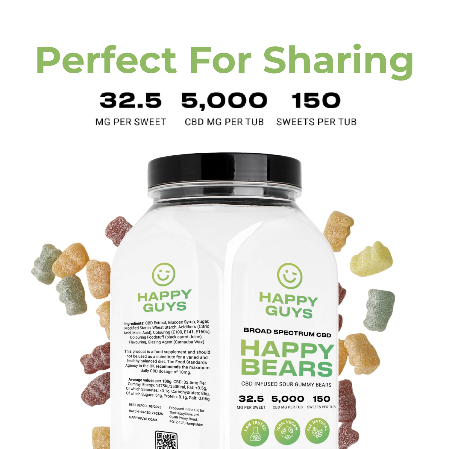 Happy Guys 5000mg CBD Gummies - Happy Bears - Large Tub