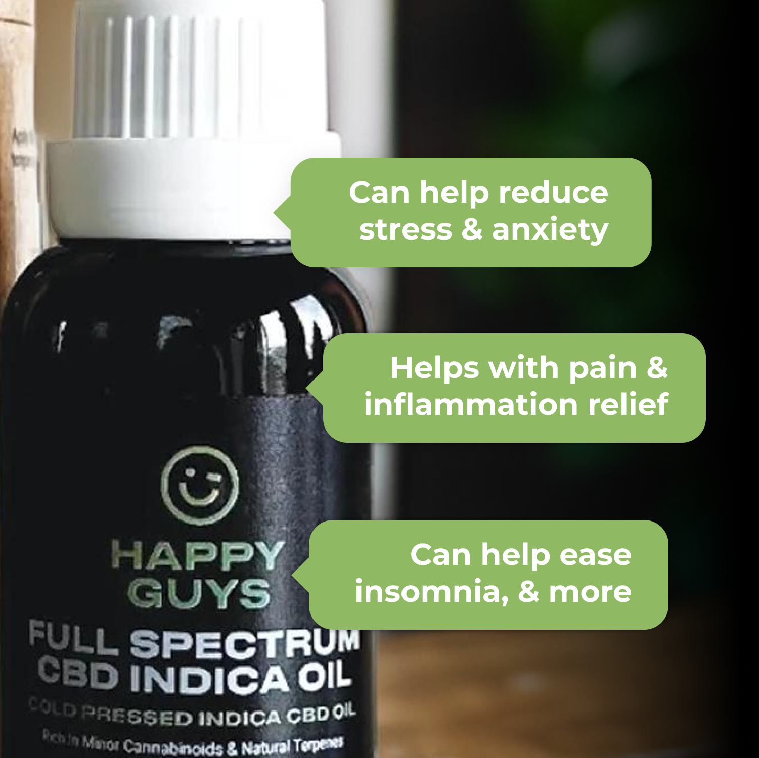 Happy Guys 1500mg CBD Full Spectrum Indica Oil - 30ml - Shop Now At The CBD Hut 