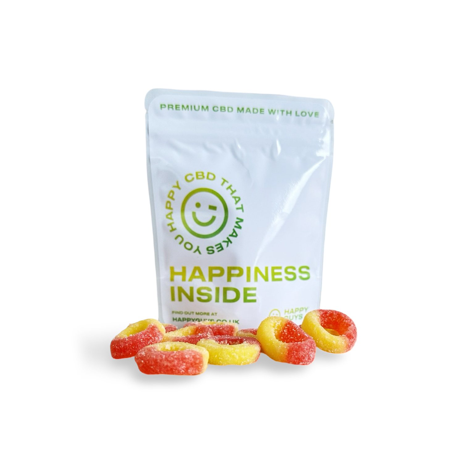 Happy Guys 500mg CBD Gummies - Peach Rings - Shop Now At The CBD Hut 