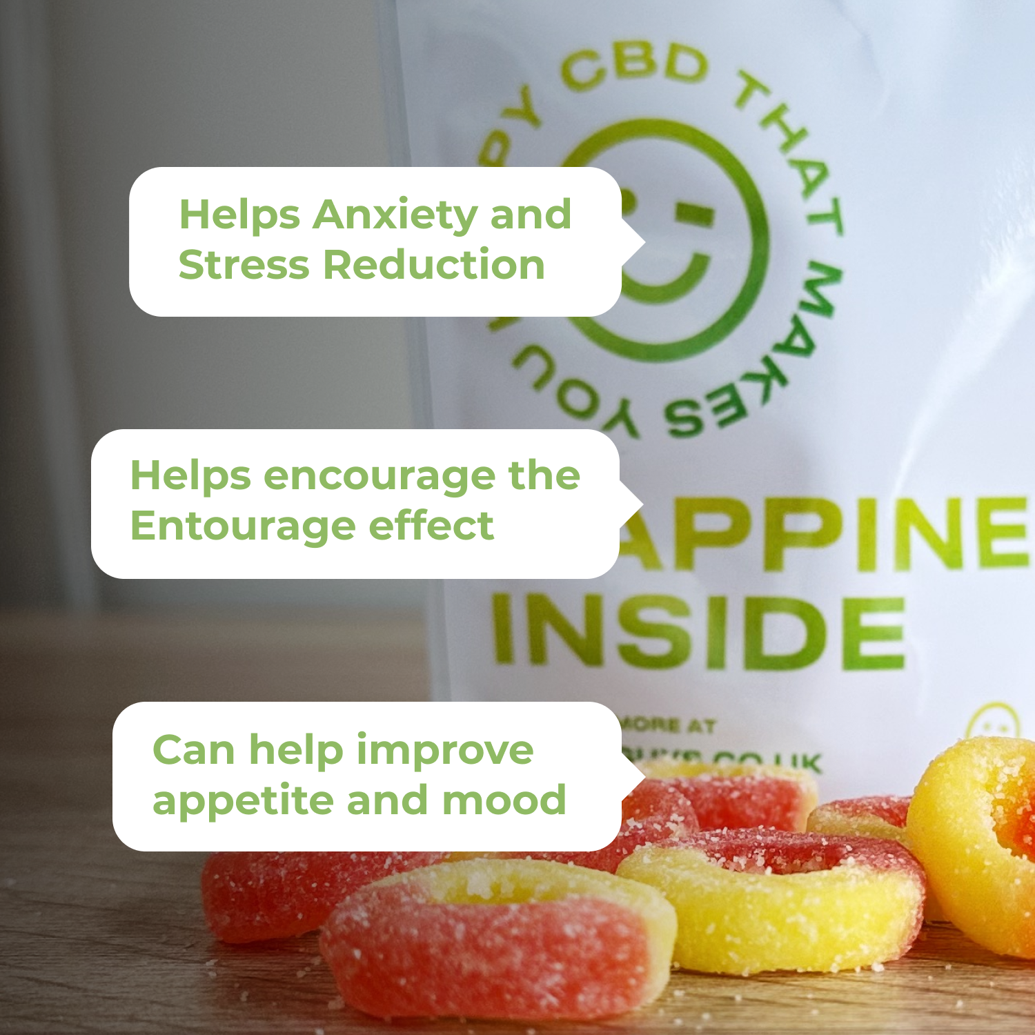 Happy Guys 500mg CBD Gummies - Peach Rings - Shop Now At The CBD Hut 