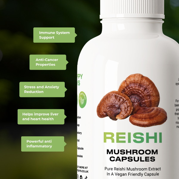 Happy Guys Organic Reishi Mushroom Capsules - Shop Now At The CBD Hut 