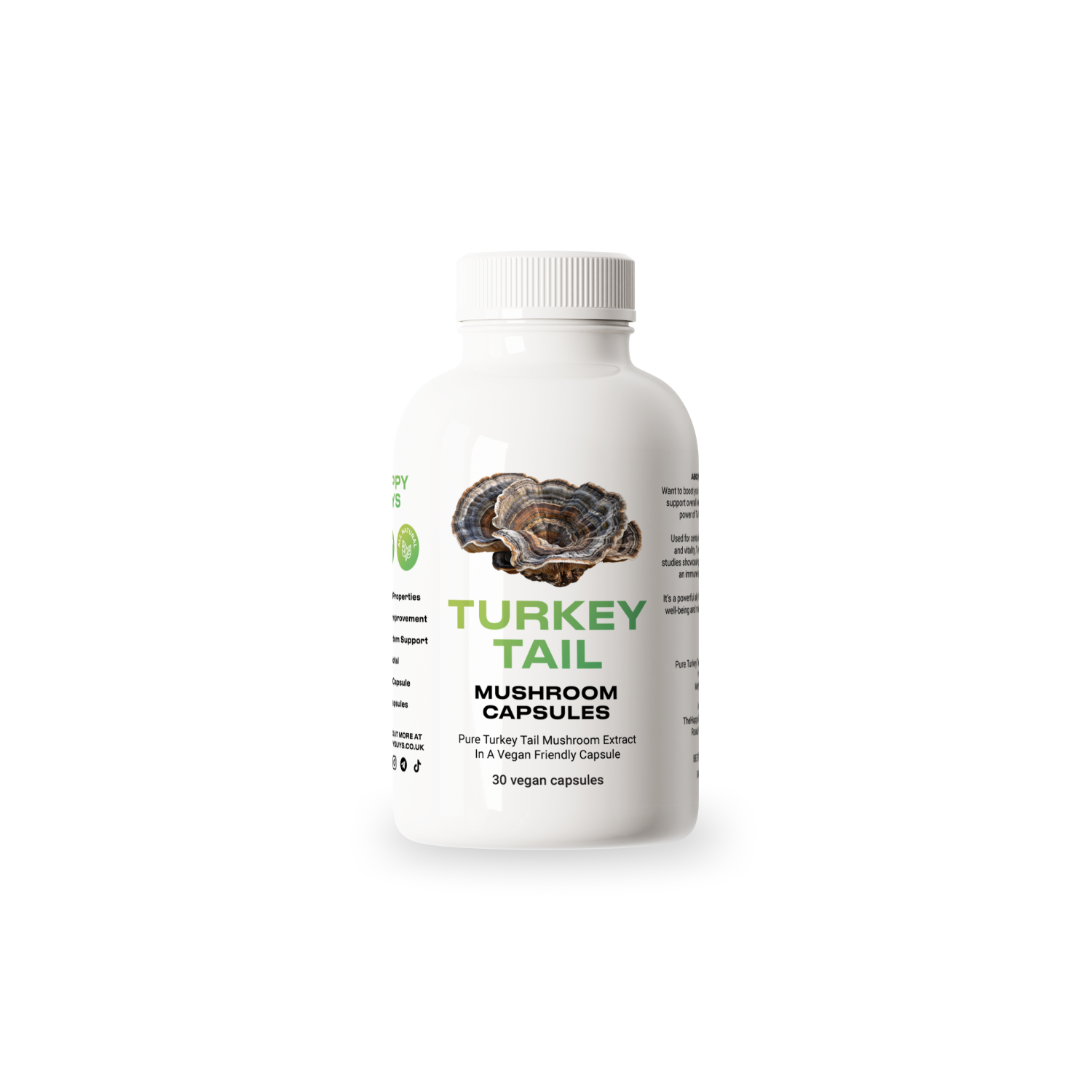 Happy Guys Organic Turkey Tail Mushroom Capsules - Shop Now At The CBD Hut 