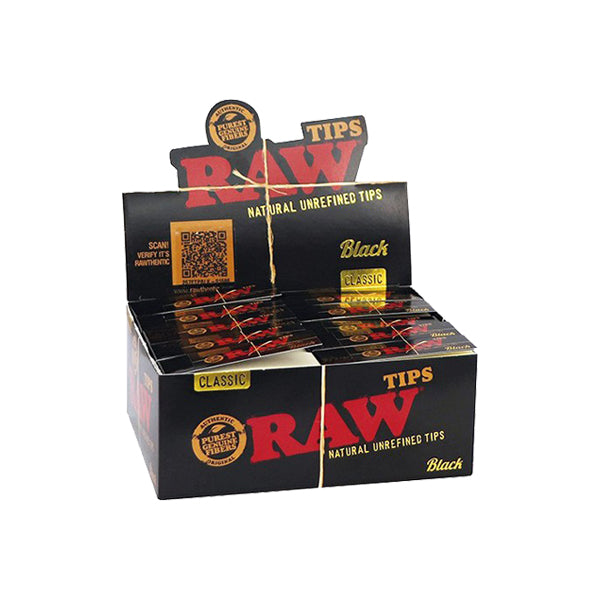 50 Raw Black Standard Classic Tips - Shop Now At The CBD Hut 