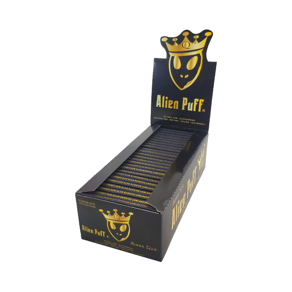 62 Alien Puff Black & Gold Queen Size Unbleached Brown Rolling Papers - Shop Now At The CBD Hut 