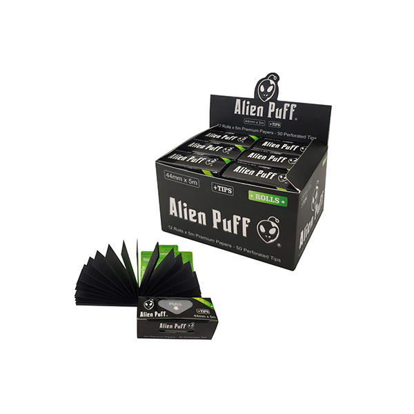 Alien Puff Rolls and Roach 5mx44mm White Rice Paper - 12 Rolls - Shop Now At The CBD Hut 