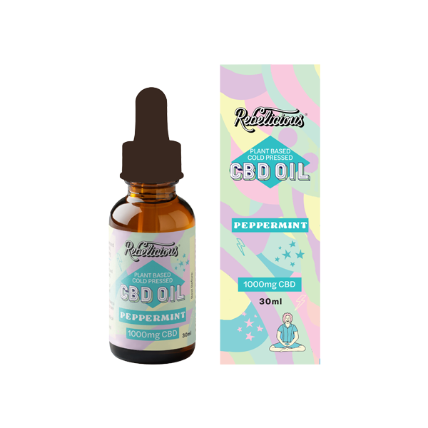 Rebelicious 1000mg Peppermint Plant Based Cold Pressed CBD Oil - 30ml - Shop Now At The CBD Hut 