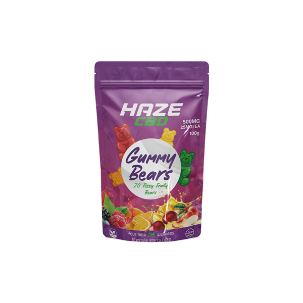 Haze CBD 500mg Gummy Bears - 20 Pieces - Shop Now At The CBD Hut 