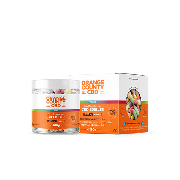 Orange County 1200mg CBD Gummy Worms - Small Pack - Shop Now At The CBD Hut 