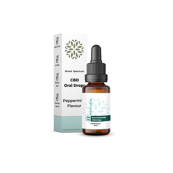 Bnatural 300mg Broad Spectrum CBD Peppermint Oral Drops - 10ml - Shop Now At The CBD Hut 