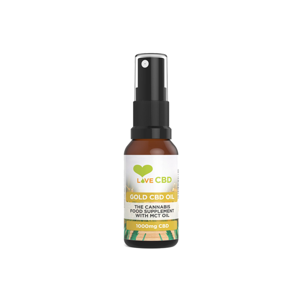 Love CBD 1000mg Gold CBD Oil Spray - 20ml - Shop Now At The CBD Hut 