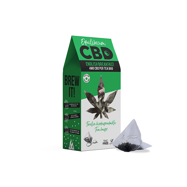 Equilibrium CBD 48mg Full Spectrum English Breakfast Tea Bags Box of 12 (BUY 2 GET 1 FREE) - Shop Now At The CBD Hut 