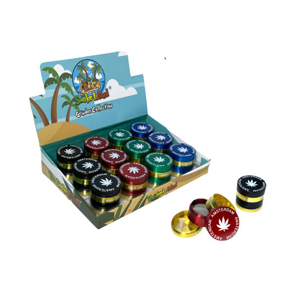 4 Parts Small Metal Amsterdam Gold 40mm Grinder - Shop Now At The CBD Hut 