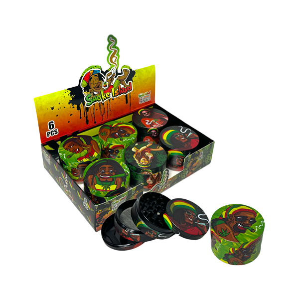 4 Parts Smoke Island Metal Tobacco Grinder - (Various Designs) - Shop Now At The CBD Hut 